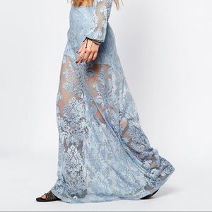 Anthropologie | women's boho lace Maxi skirt